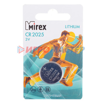 Элементы питания, фонарики, флэшки Батарея литиевая Mirex CR2025 3V  1 шт. ecopack