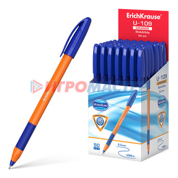 Ручки шариковые ТОП Ручка шариковая U-109 Orange Stick&amp;Grip 1.0, Ultra Glide Technology, цвет чернил синий 