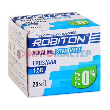 Элементы питания, фонарики, флэшки Батарейки алкалиновые ROBITON STANDARD LR03BULK20 (20шт.)