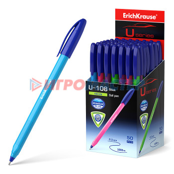 Ручки шариковые Ручка шариковая U-108 Neon Stick 1.0, Ultra Glide Technology, цвет чернил синий (в коро