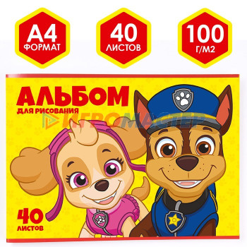 Альбом для рисования на скрепке, А4, 40 л., Paw Patrol