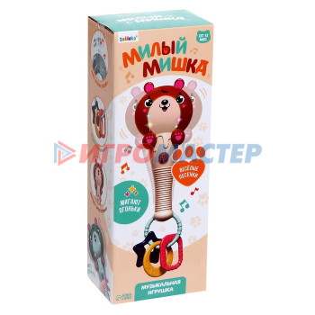 ZABIAKA Музыкальная игрушка "Милый мишка" SL-05942C звук, свет, цвет оранжево-коричневый