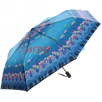 Зонт женский полуавтомат "Ultramarine - Венера", микс 6 цветов, 8 спиц, d-100см, длина в слож. виде 28см, голубые цветы