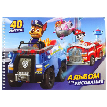 Альбом для рисования А4, 40 листов, гребень, Paw Patrol