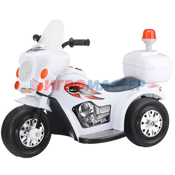Электромобили Детский электромотоцикл ROCKET«Мотоцикл шерифа» ,1 мотор 20 ВТ, белый 