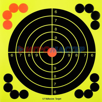 Мишени для стрельбы Мишень флуоресцентная "Круг" проявляющая попадание, самоклеящаяся, 30.5 см
