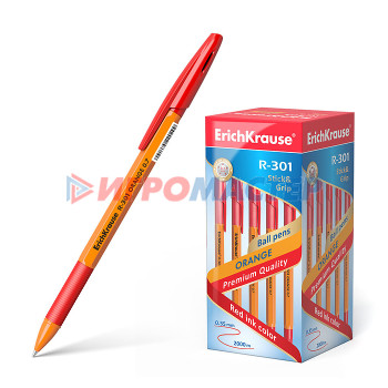 Ручки шариковые Ручка шариковая R-301 Orange Stick&amp;Grip 0.7, цвет чернил красный 