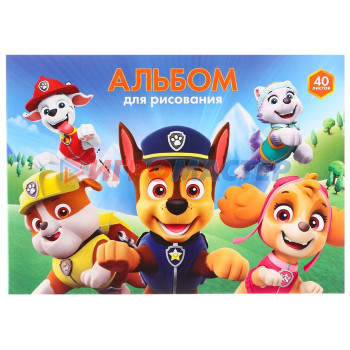 Альбом для рисования А4, 40 листов, склейка, Paw Patrol