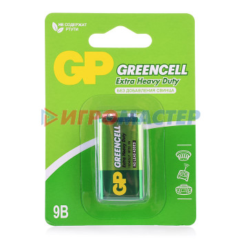 Элементы питания, фонарики, флэшки Батарея GP Greencell GP1604G-2CR1 6F22 BL1