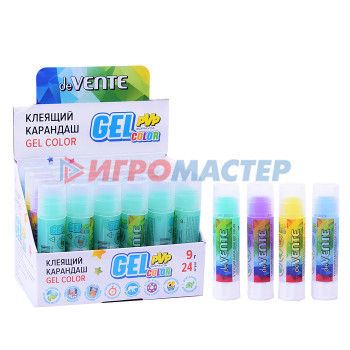 Клей-карандаш Клеящий карандаш PVP основа &quot;Color Gel&quot; 09 г гелевый цветной полупрозрачный, 4 цвета ассорт