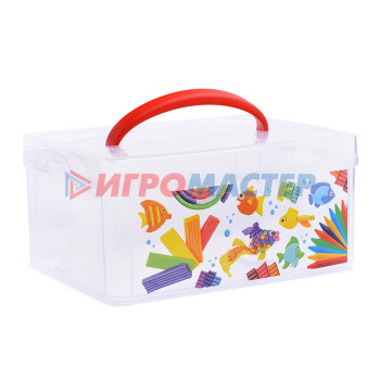 Контейнеры для игрушек, ящики, коробки, аксессуары Коробка универсальная с ручкой и декором (245х160х108мм) бесцветный 