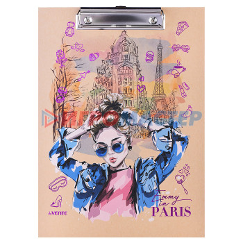 Планшеты и клипборды Клипборд &quot;Emmy in Paris&quot; A4 (225x315 мм) картон толщина 2 мм, крафт бумага, тиснение фольго