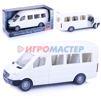 Транспорт и спецтехника б/механизмов (пластик) Автомобиль &quot;Mercedes-Benz Sprinter&quot; пассажирский (белый)