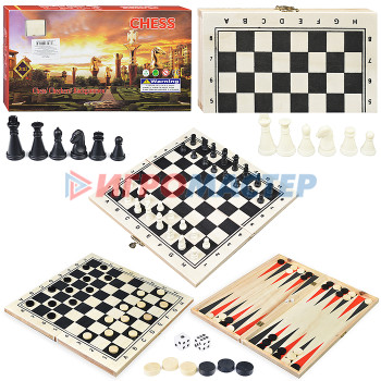 Шахматы, нарды, шашки Игра 00-3177, 3 в 1 &quot;Шахматы, шашки,нарды&quot;
