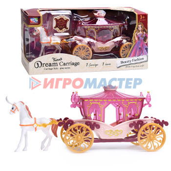 Кареты с лошадьми, машины для кукол Карета KDL-41 &quot;Волшебство&quot; с лошадкой, в коробке