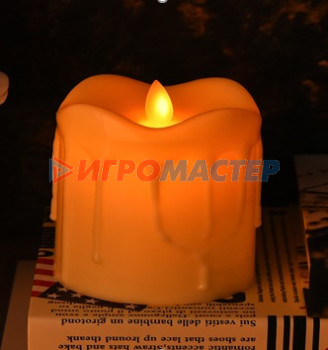 Свечи и подсвечники Сувенир с подсветкой "Свеча - Сияние" 9*15 см (работает от батареек 3 ААА)