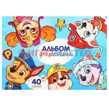 Альбом для рисования А4, 40 листов, склейка, Paw Patrol