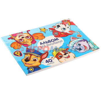 Альбом для рисования А4, 40 листов, склейка, Paw Patrol