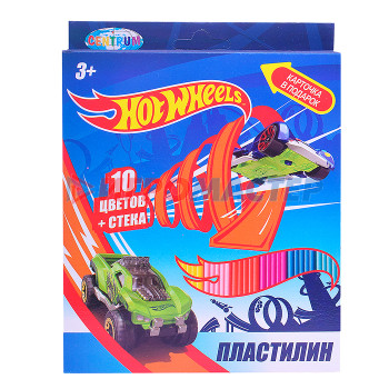 Лепка Пластилин 10 цветов &quot;Hot Wheels&quot;  200 гр, стека пластиковая, картонная 