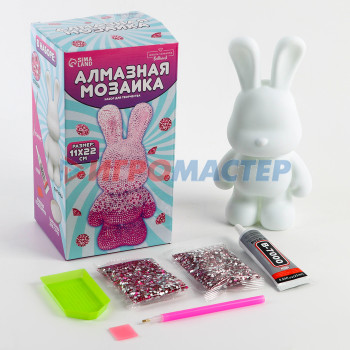 Алмазная мозаика на фигурке «Зайка», розовый