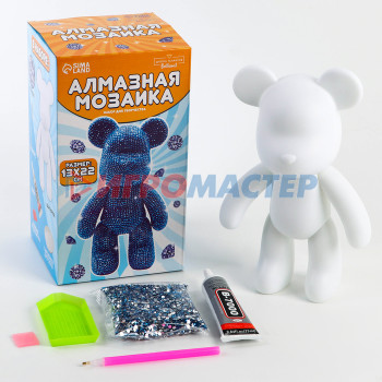 Алмазная мозаика на фигурке «Медведь», синий