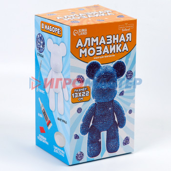 Алмазная мозаика на фигурке «Медведь», синий