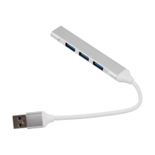 USB-разветвитель (HUB), 4 порта, кабель 10 см, серебристый