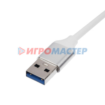 USB-разветвитель (HUB), 4 порта, кабель 10 см, серебристый