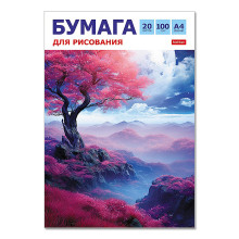 Бумага  для рисования 20л А4ф 100г/кв.м в папке тиснение &quot;Волшебное дерево&quot;