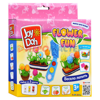 Наборы для творчества Масса для лепки набор Flower fun - Цветы, 3D формы цветов, 8 аксессуаров, 3 пак