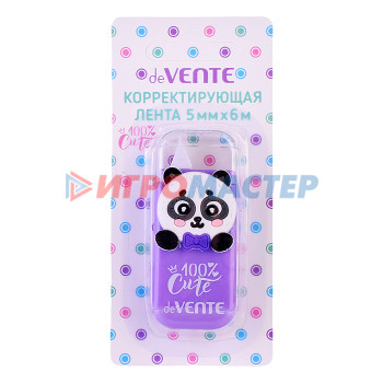 Корректирующие средства Корректирующая лента &quot;100% Cute. Panda&quot; 5 ммx06 м, сиреневый непрозрачный корпус, фронтальн