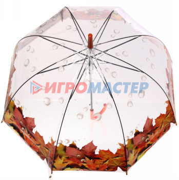 Зонт-трость женский купол "Цветы", 8 спиц, цвет микс, d-80см, длина в слож. виде 82см
