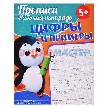 Раскраски, аппликации, прописи Прописи. Рабочая тетрадь. Цифры и примеры