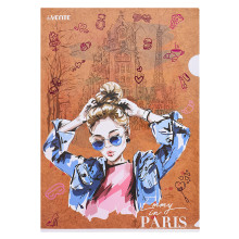 Папка-уголок &quot;Emmy in Paris&quot; A4 (220x310 мм) 180 мкм, фактура крафт-имитация с рисунком, ин