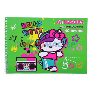 Альбомы и папки для рисования Альбом для рисования 40л. &quot;Hello Kitty-2&quot; А4, на гребне, мелованная обложка 235 гр/м2