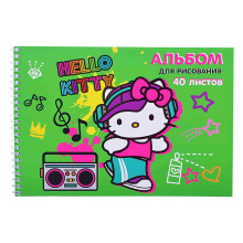 Альбом для рисования 40л. &quot;Hello Kitty-2&quot; А4, на гребне, мелованная обложка 235 гр/м2