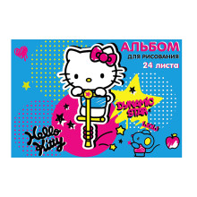 Альбом для рисования 24л. &quot;Hello Kitty-2&quot; на скрепке,обложка картон,блок офсет 100г