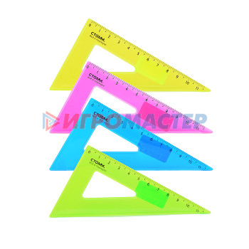 Треугольник 30°, 11см пластиковый, прозрачный, неоновые цвета, ассорти 